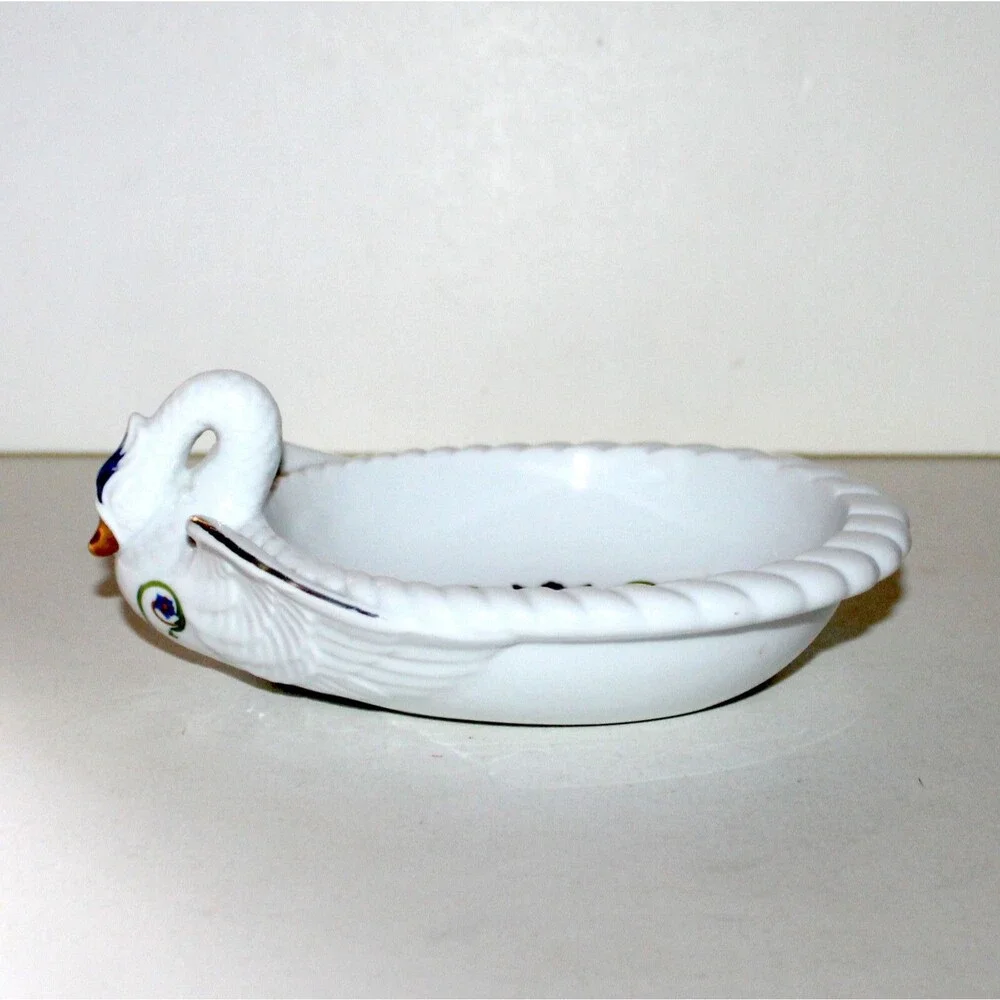 Elizabeth Arden Orient Express Soap Dish Porcelain Swan blue gold Japan